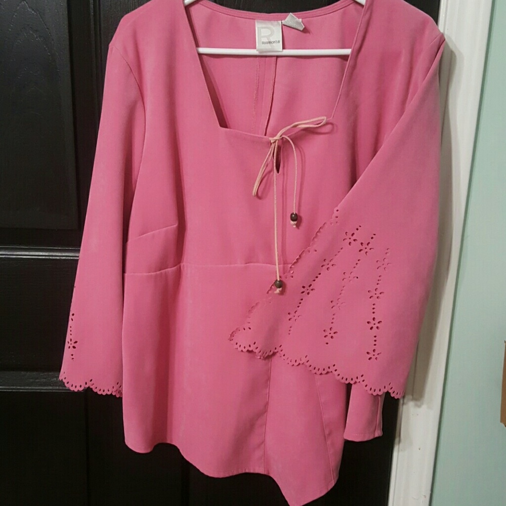 Vintage Roaman's Pink Split- Sleeve Top